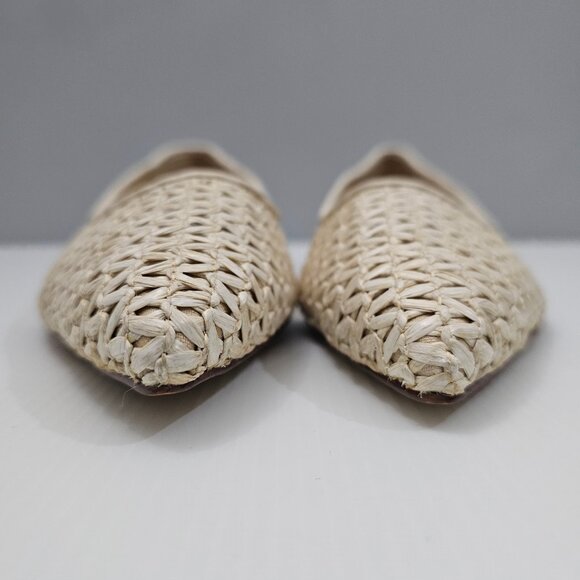 NEW Sam Edelman Wanda Flat Womens 9 Ivory Woven Raffia Pointed Toe Slip On - Picture 7 of 15